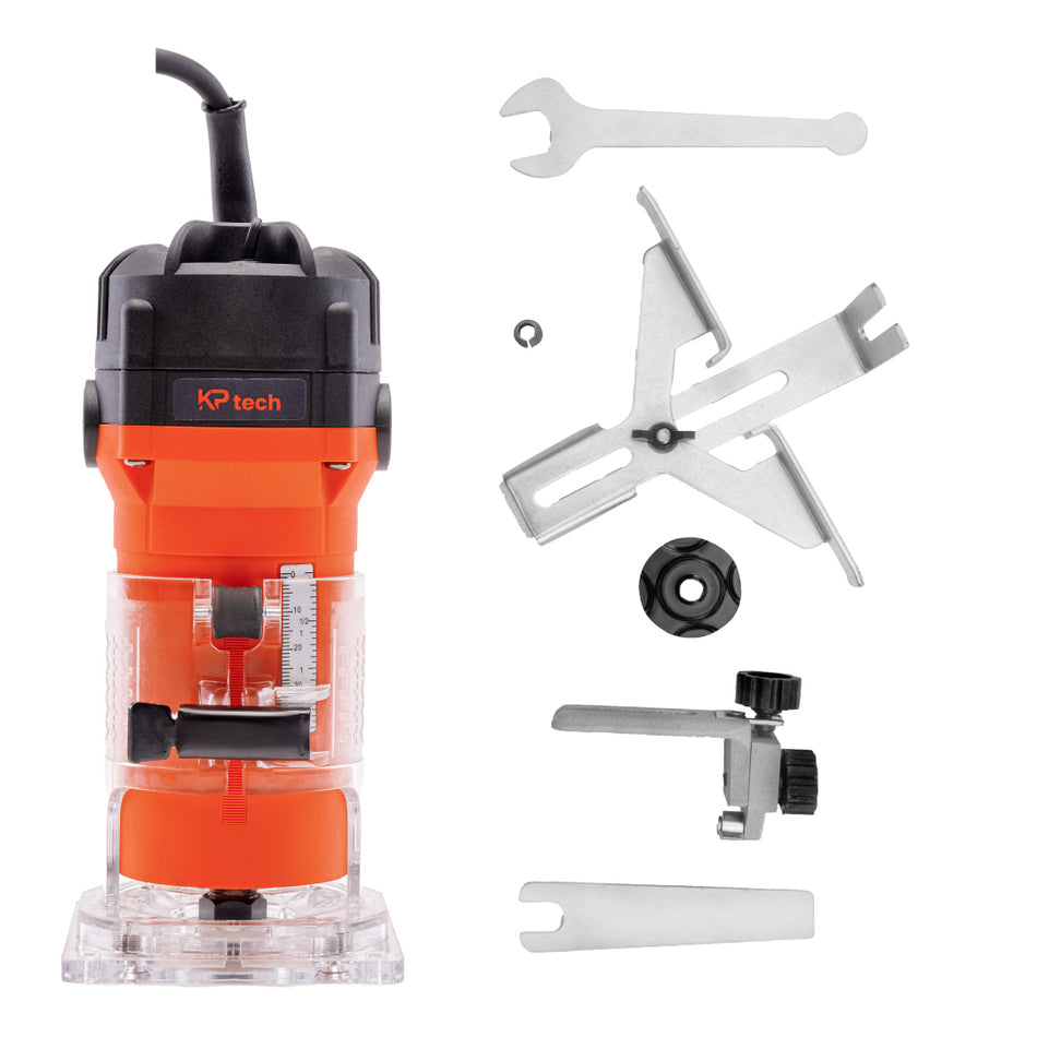 KP Tech Electric Laminate Trimmer 500W | 33500 RPM |  With 6mm and 1/4"" collets and 1set of parallel guide