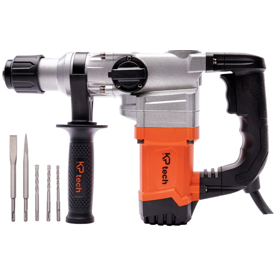 KP Tech Rotary Hammer 1200W | 1200 RPM | With 3 drills and 2 chisels