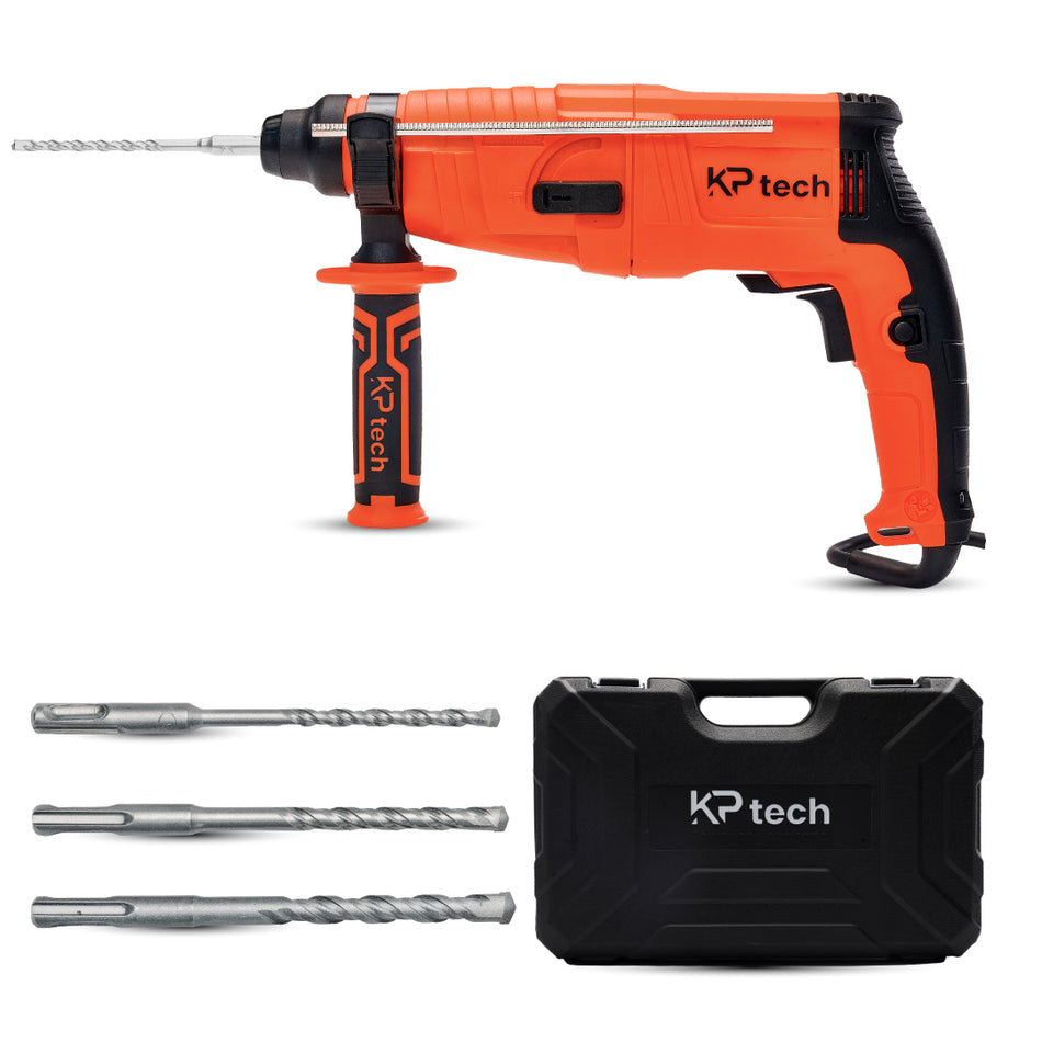 KP Tech Rotary Hammer 500W | 850 RPM | With 3 SDS-PLUS drills