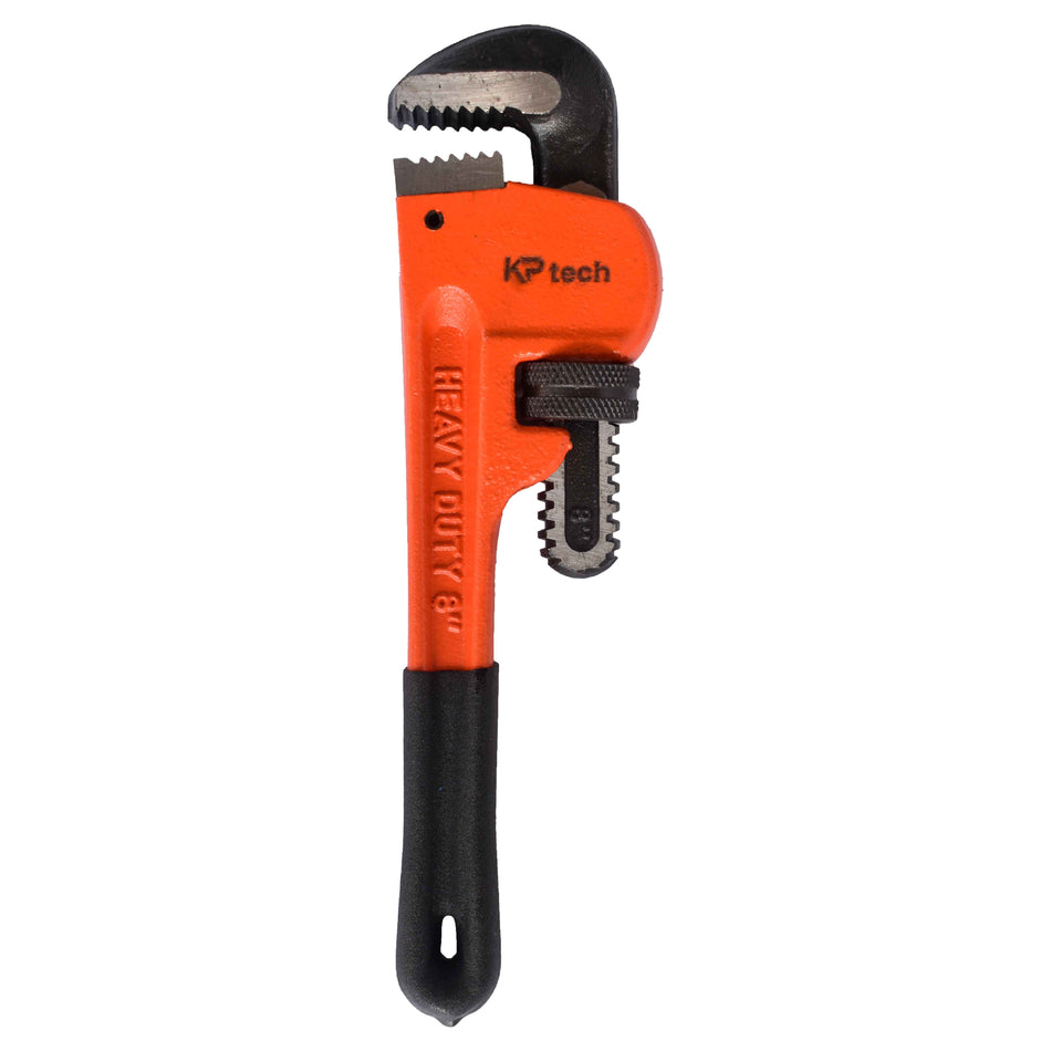 KP Tech Heavy Duty Pipe Wrench - 8 Inch HT-HPW0801 | Strong Jaw Grip | Durable Steel Construction | Ideal for Plumbing & Pipe Fitting
