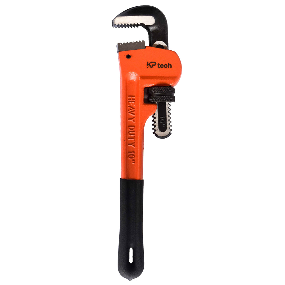 KP Tech Heavy Duty Pipe Wrench - 10 Inch HT-HPW1001 | Strong Jaw Grip | Durable Steel Construction | Ideal for Plumbing & Pipe Fitting