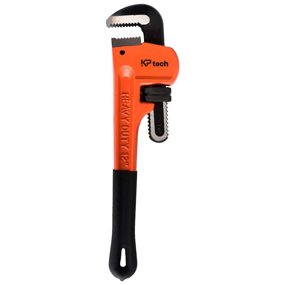 KP Tech Heavy Duty Pipe Wrench - 12 Inch HT-HPW1201 | Strong Jaw Grip | Durable Steel Construction | Ideal for Plumbing & Pipe Fitting